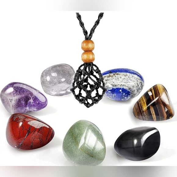 Crystal and Precious Stone Necklace Holder w/3 Stones - Picture 1 of 4